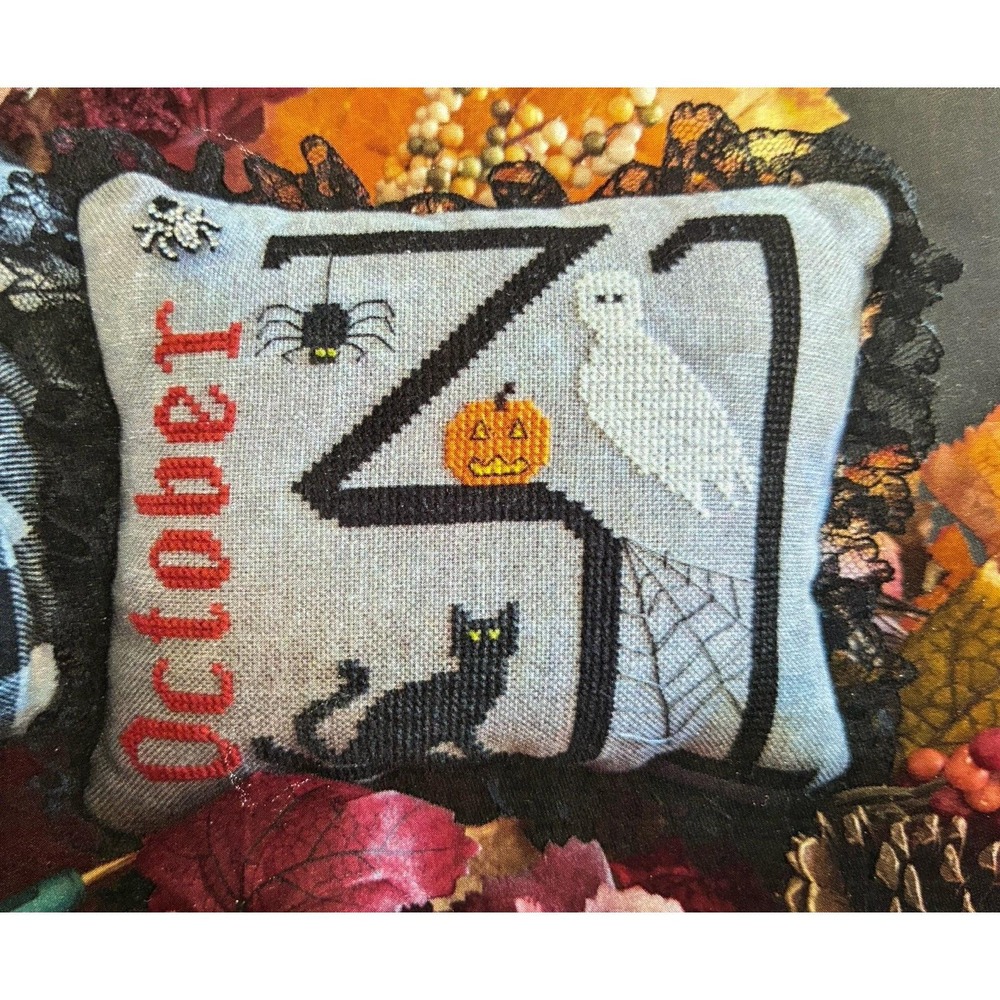 Halloween Cross Stitch Pattern IT'S A DATE! OCTOBER 31 Mindful Needle Cat Ghost